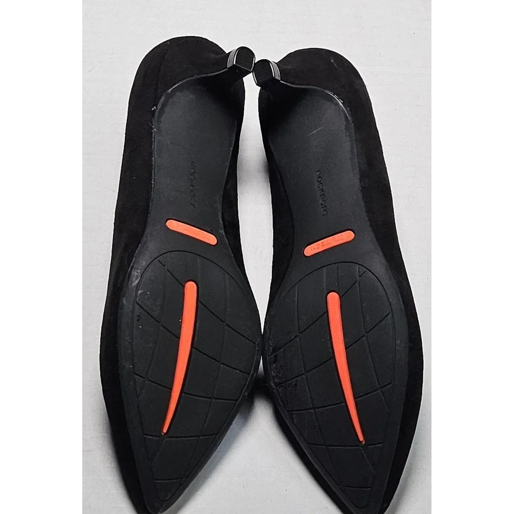 Rockport‎ Total Motion Kalila Pump H79559 Black Suede Pointed Toe Heels Women 6M